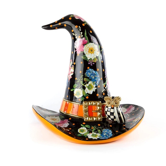 Mackenzie-Childs Black Flower Market Witch's Hat Figurine 13" Tall - Picture 1 of 8